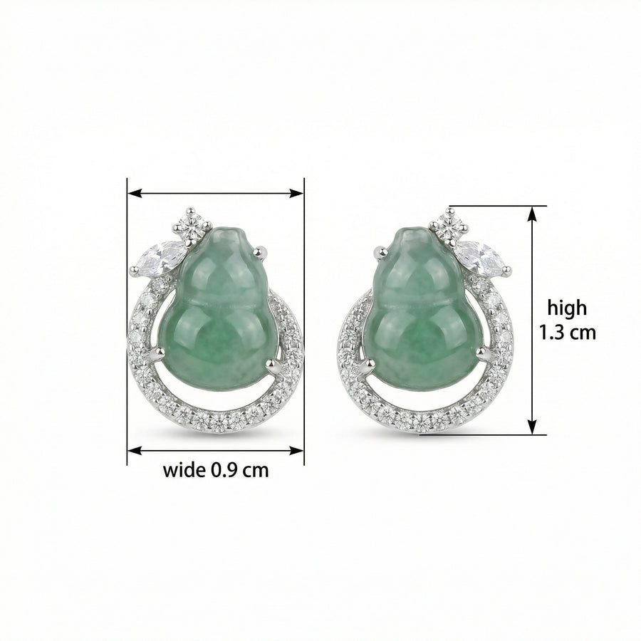 Jadeite Gourd Stud Earrings – jade earrings, front view