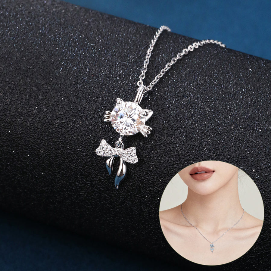 Moissanite Cat Pendant Necklace – moissanite necklace