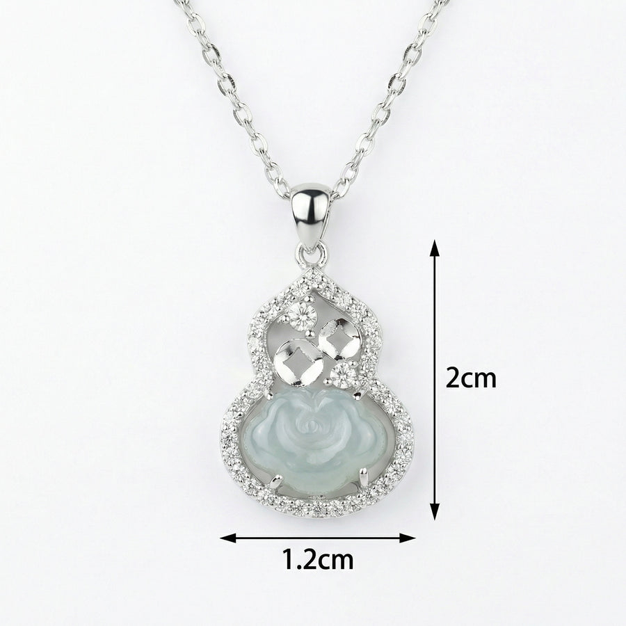 Jade Gourd Rose Pendant Necklace – jade necklace, front view