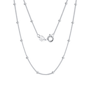 White Gold Bead-Accented Chain Necklace – sterling silver necklace