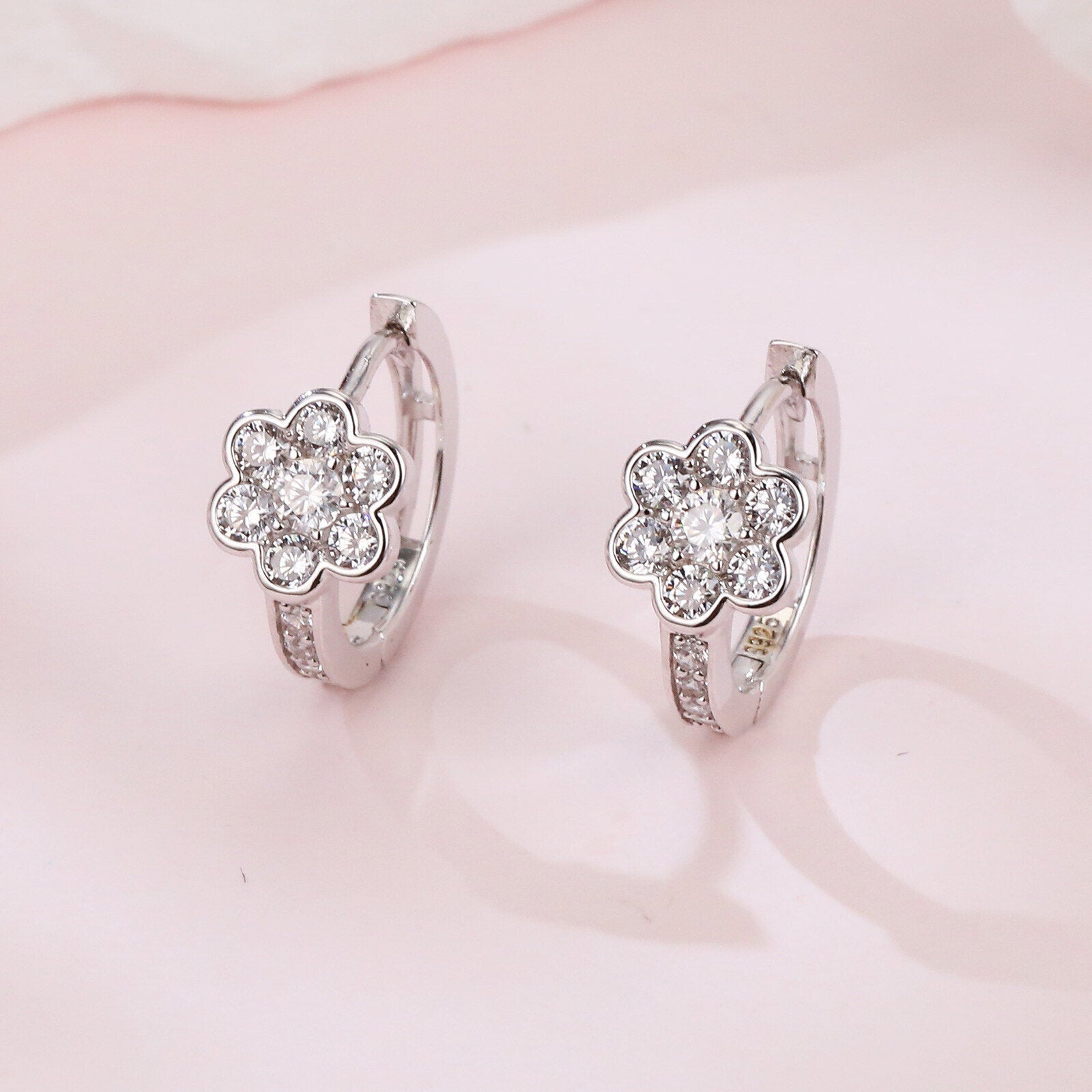 Luxury Floral Moissanite Earrings – moissanite earrings, close-up