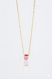 Colorful Mini Evil Eye Spinner Necklace – sterling silver necklace, front view
