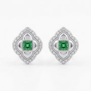Emerald Quatrefoil Halo Stud Earrings – emerald earrings