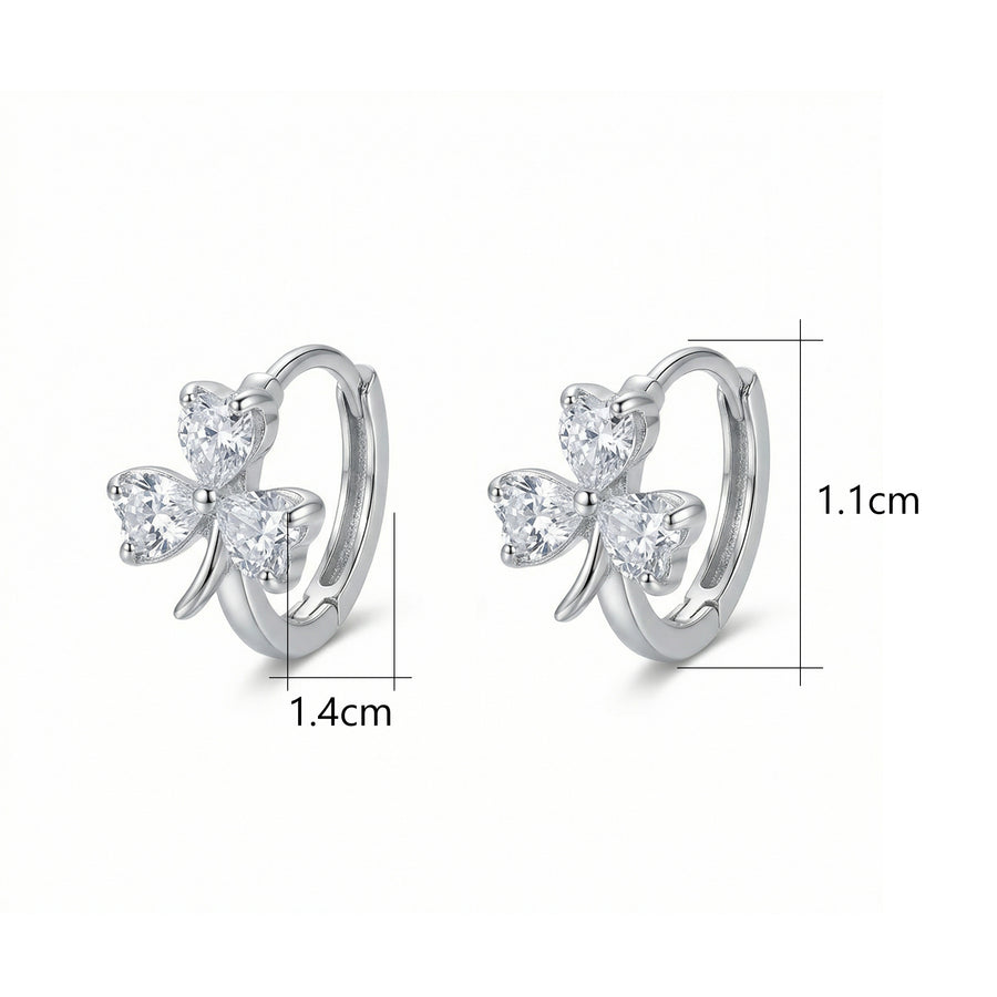 Heart Clover Silver Hoop Earrings – sterling silver earrings
