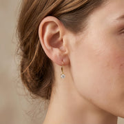 Gold CZ Drop Earrings, Lever-Back – zircon earrings, side detail