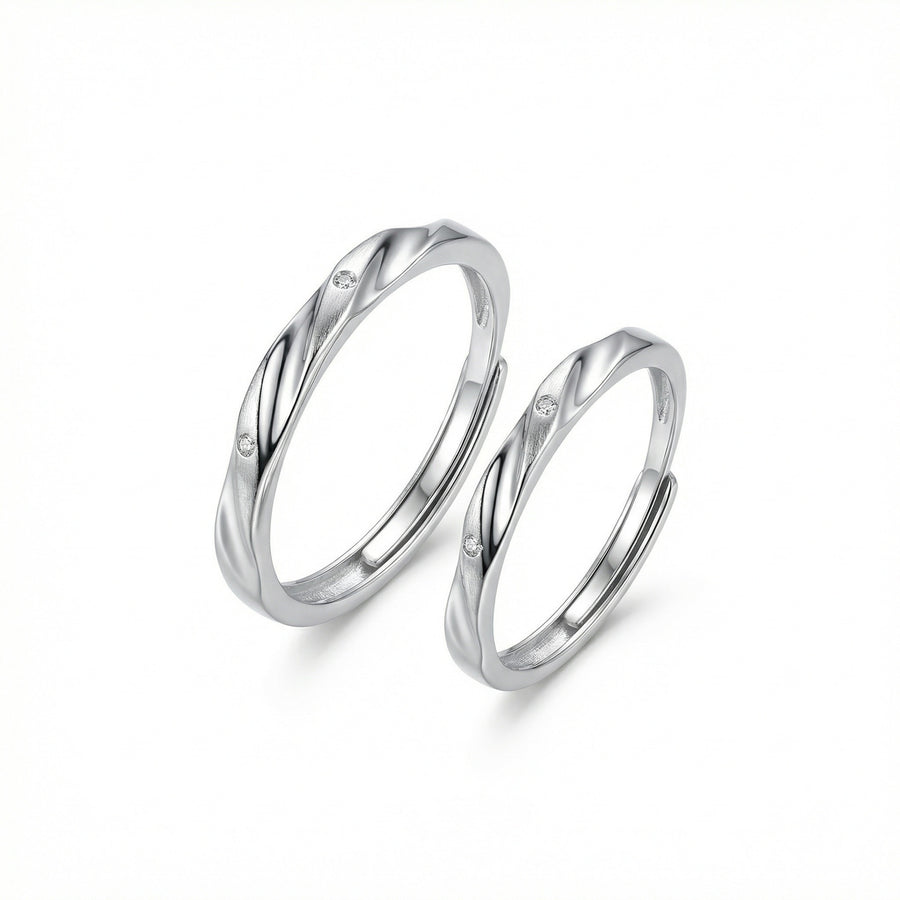 Twisted Couple Rings with CZ Accents – zircon ring