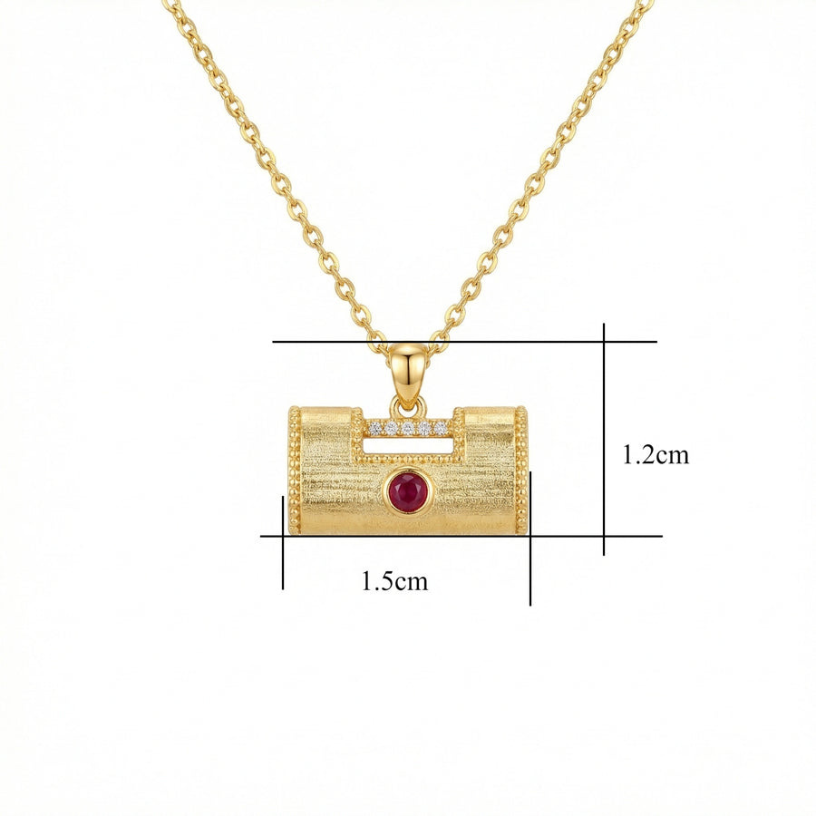 Textured Longevity Lock Necklace – sterling silver necklace, front view