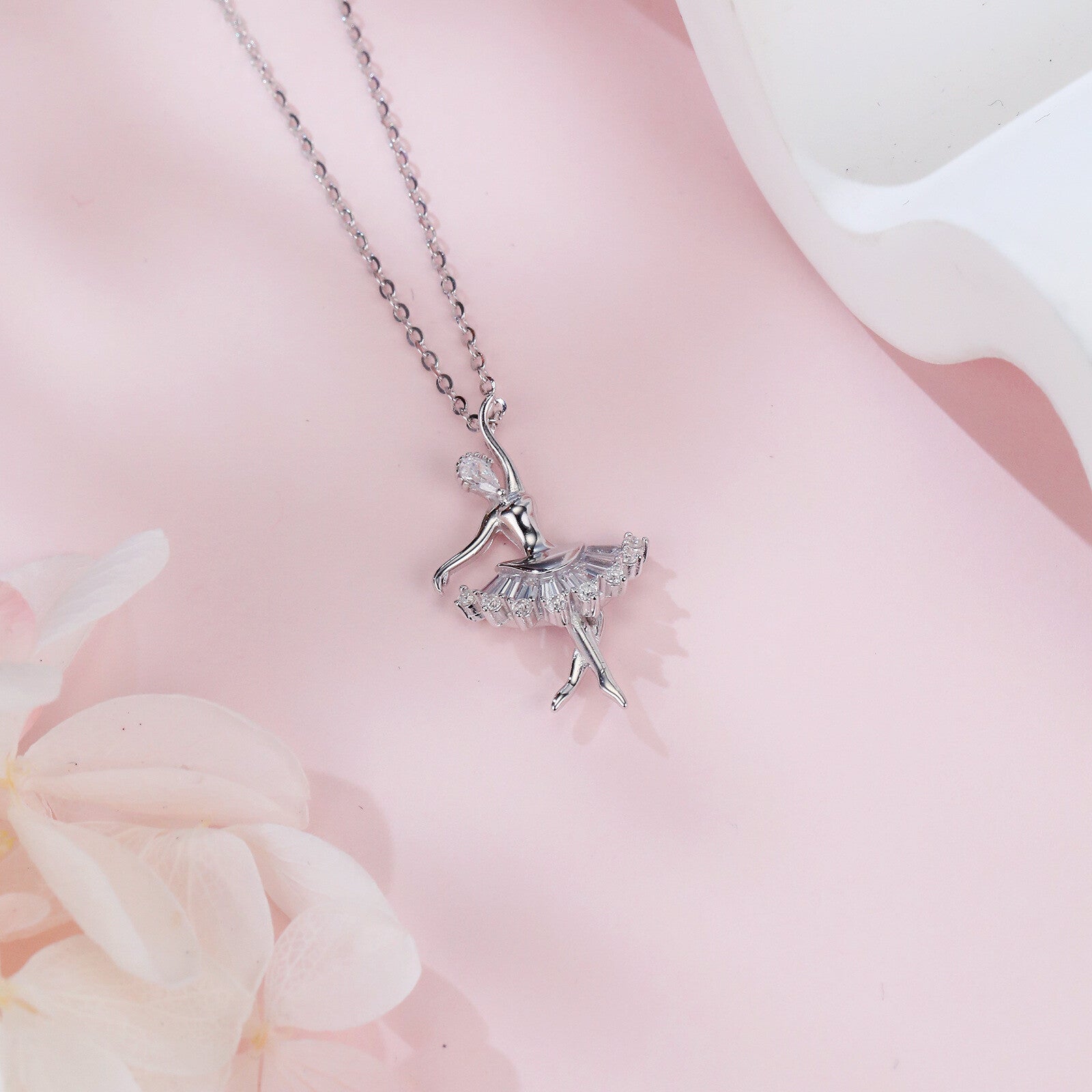 Ballerina Moissanite Pendant Necklace – moissanite necklace, side detail