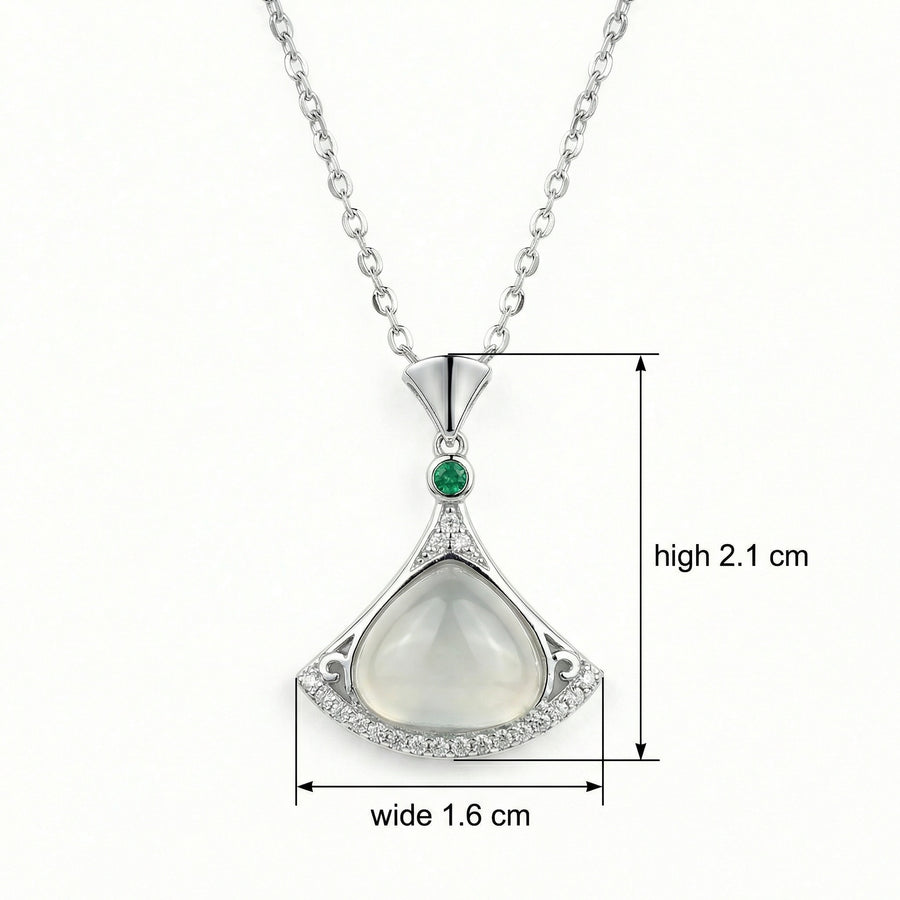 Fan-Shaped Moonstone Emerald Necklace – emerald necklace