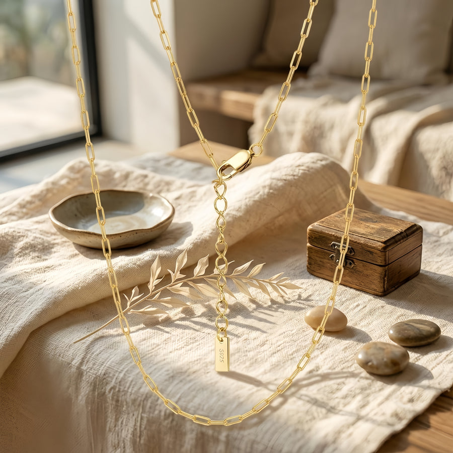 Gold Paperclip Chain Necklace – gold-plated necklace