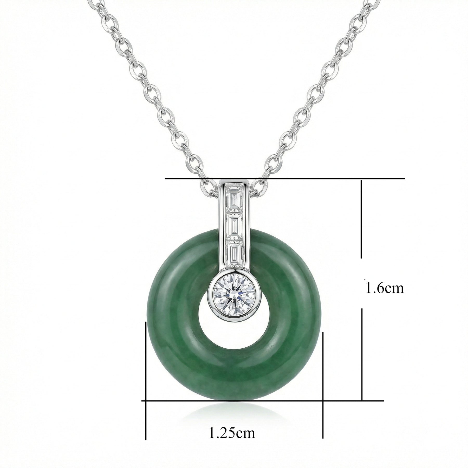 Jade Circle Diamond Necklace – jade necklace, side detail