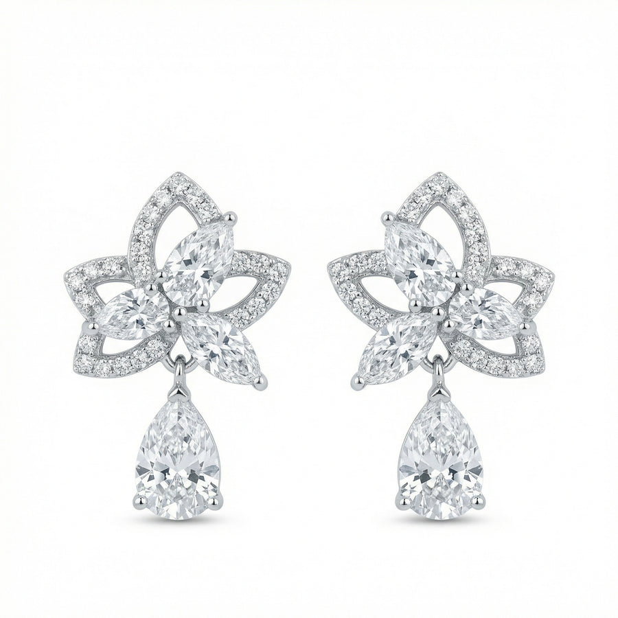 Lily-Inspired Floral Drop Earrings – sterling silver earrings