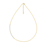 Gold Chain Necklace with CZ Bar Pendant – zircon necklace, close-up