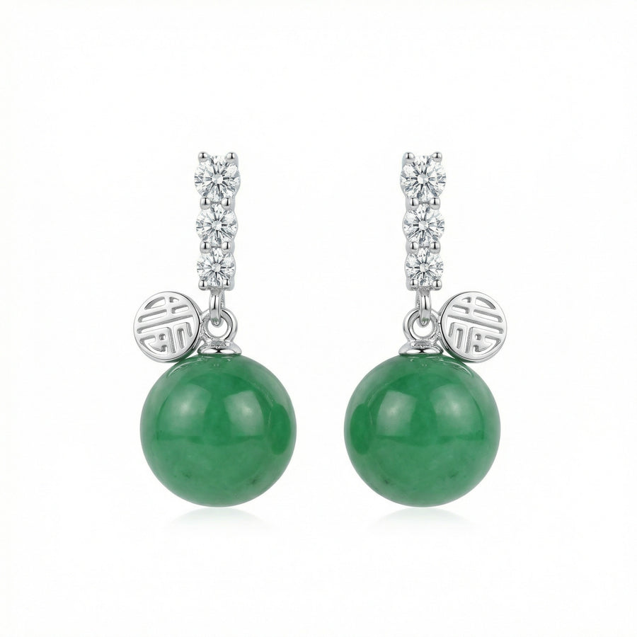 Jade Sphere Fortune Charm Drop Earrings – jade earrings
