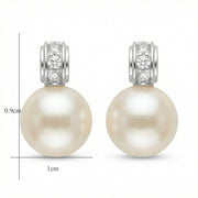 White Pearl Diamond Accent Drops – pearl earrings