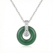 Jade Circle Diamond Necklace – jade necklace, front view