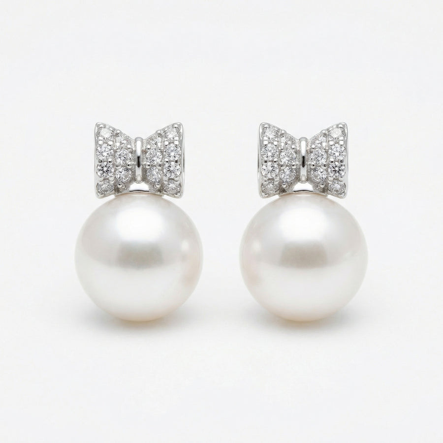 Pearl Bow Stud Earrings – pearl earrings