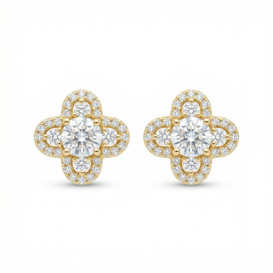 Quatrefoil Diamond Halo Stud Earrings – sterling silver earrings