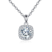Square Halo Moissanite Necklace – moissanite necklace, front view