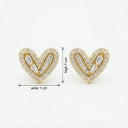 Diamond Heart Studs, Baguette Accents – sterling silver earrings