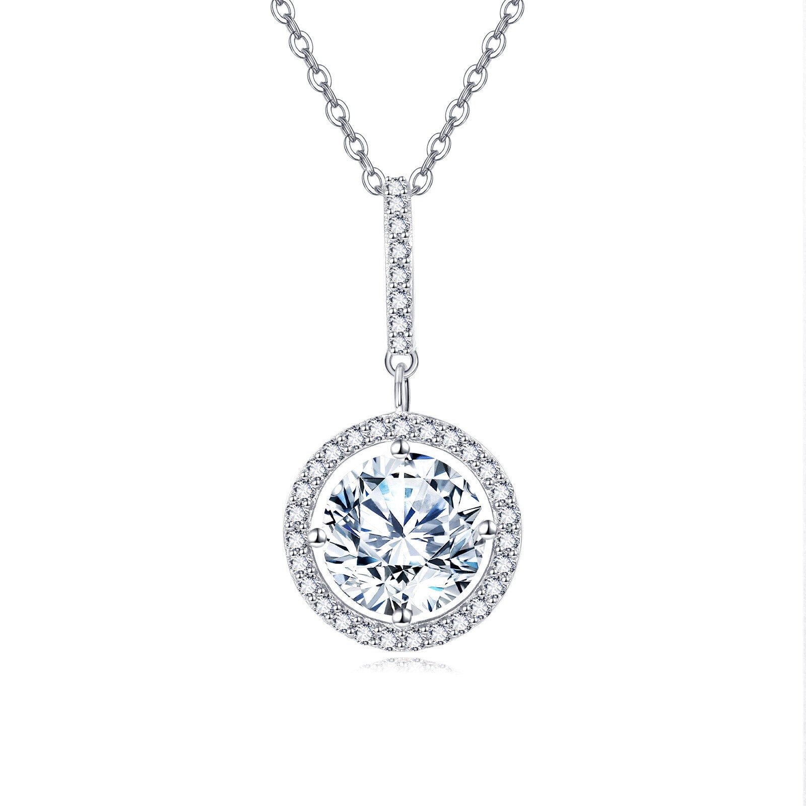Moissanite Halo Solitaire Necklace – moissanite necklace, styling detail