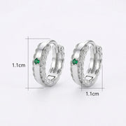 Green Emerald Huggie Hoop Earrings – emerald earrings, side detail