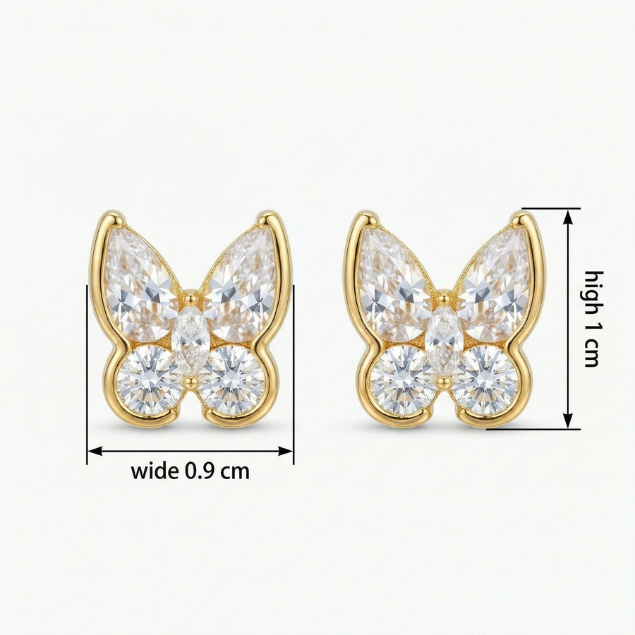 Butterfly Studs, Marquise and Pear – sterling silver earrings, front view