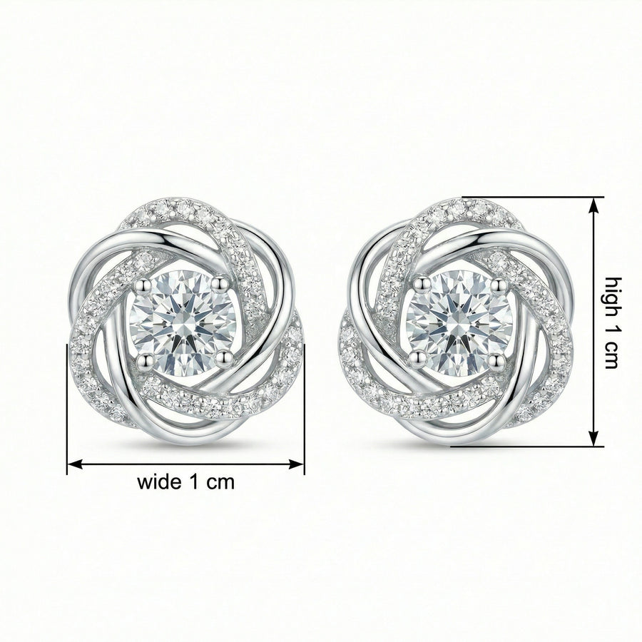 Floral Halo Diamond Stud Earrings – sterling silver earrings