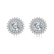 Silver Floral Studs with Moissanite Center – moissanite earrings