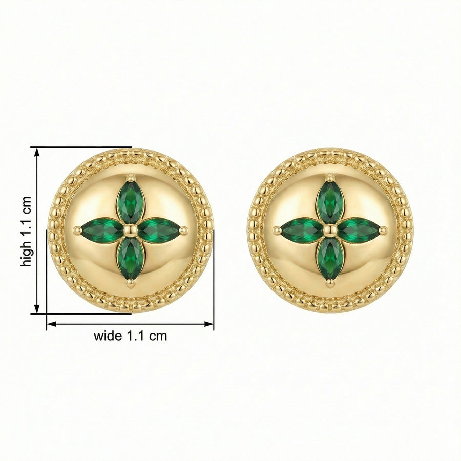 Vintage Floral Disc Stud Earrings – sterling silver earrings