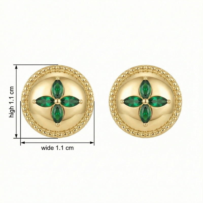 Vintage Floral Disc Stud Earrings – sterling silver earrings