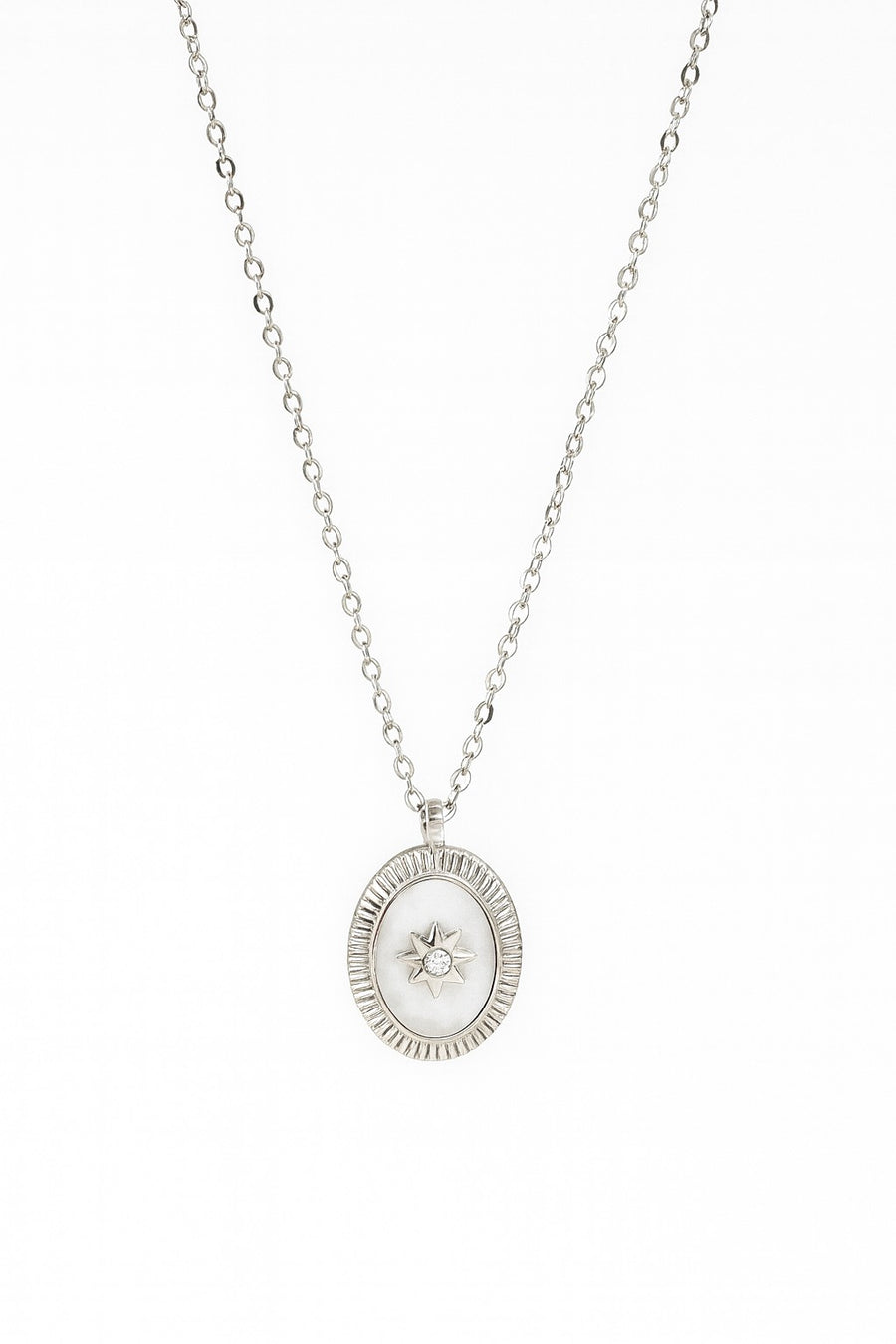 Stainless Steel Stone Flower Necklace – sterling silver necklace