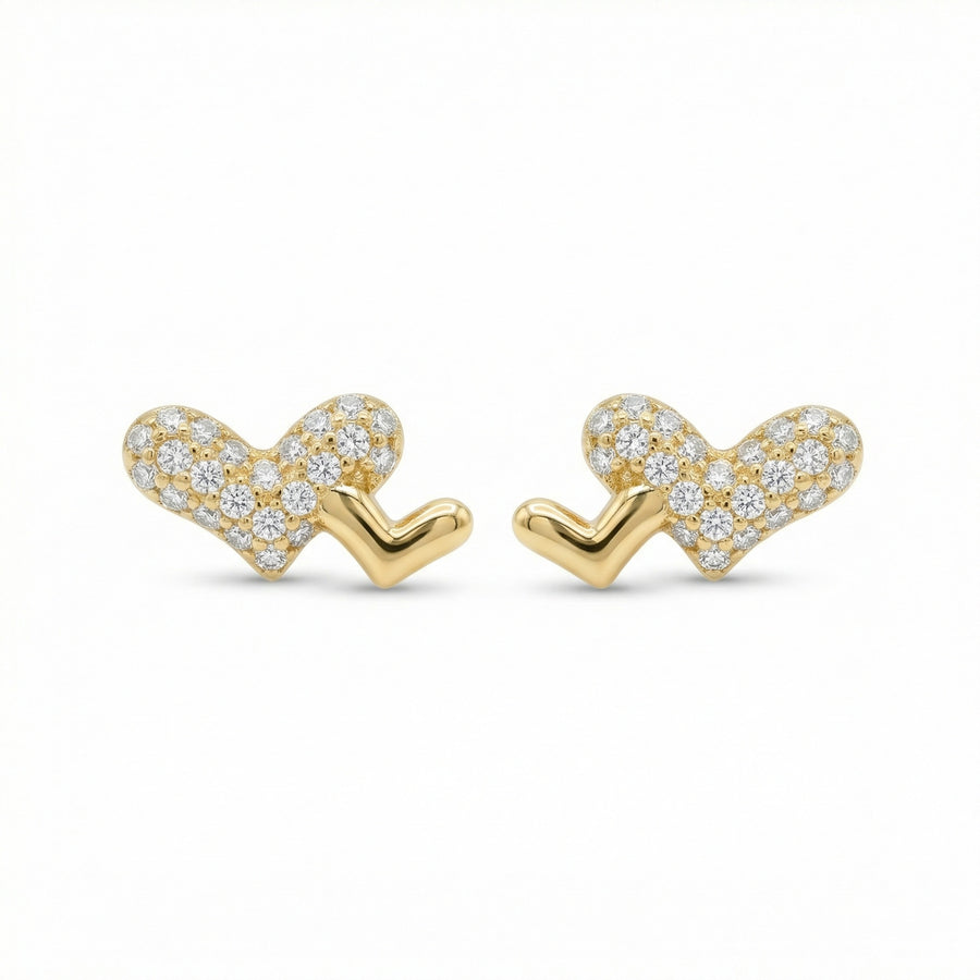 Heart-to-Heart Duo Stud Earrings – sterling silver earrings, front view