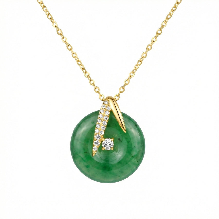 Green Jade Pi Disc Necklace – jade necklace, front view