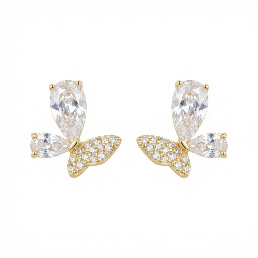 Butterfly Studs, Pear-Cut and Pavé – sterling silver earrings