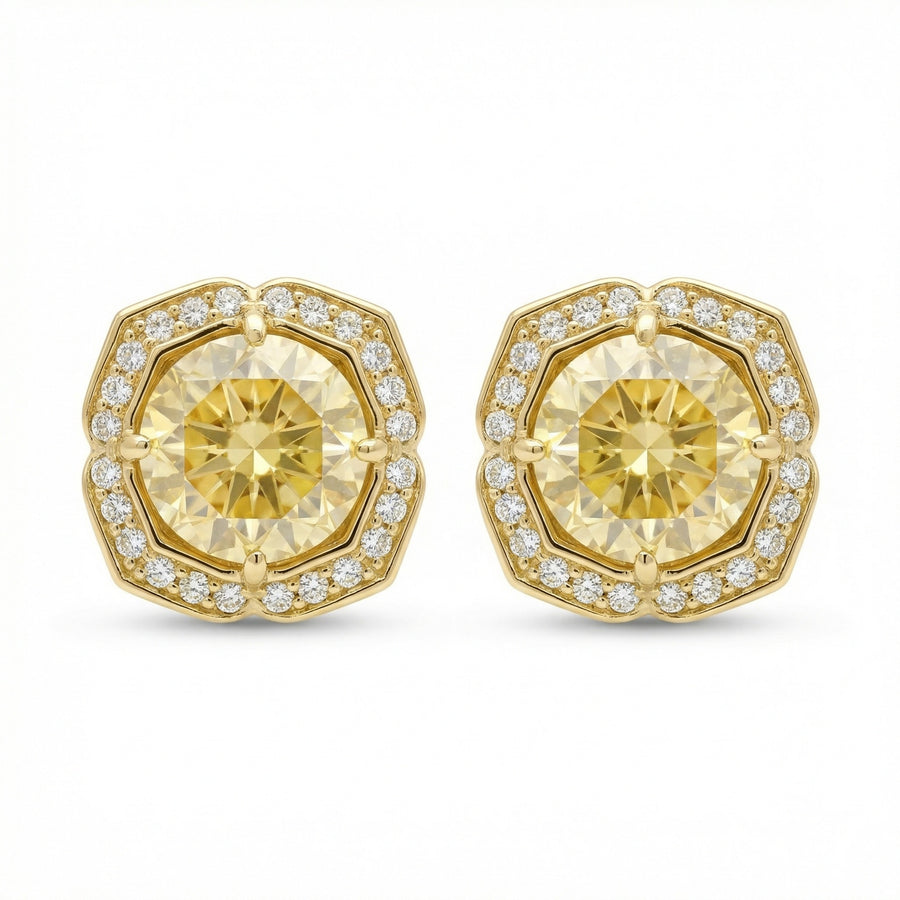 Canary Octagonal Halo Stud Earrings – sterling silver earrings