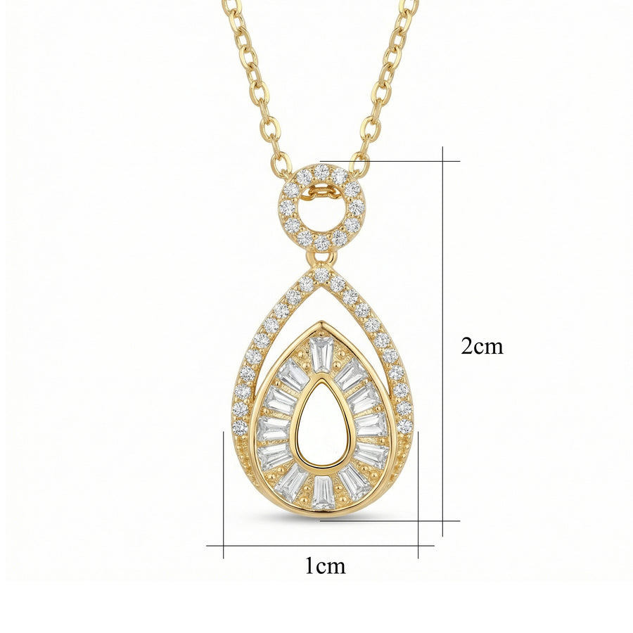 Pear-Shaped Sunburst Pendant Necklace – sterling silver necklace