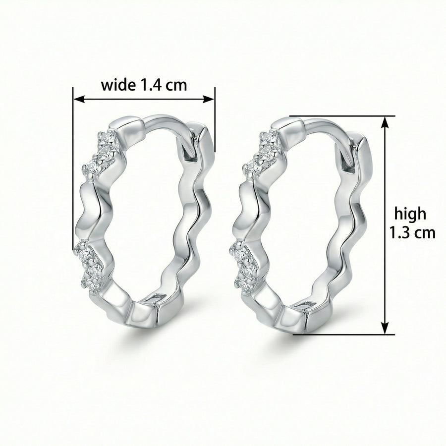 Wavy Scalloped Huggie Hoop Earrings – sterling silver earrings