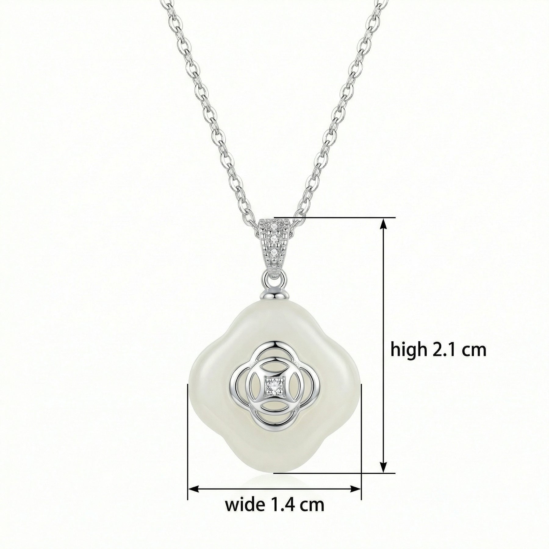 Diamond Flower Pearl Pendant Necklace – pearl necklace, side detail