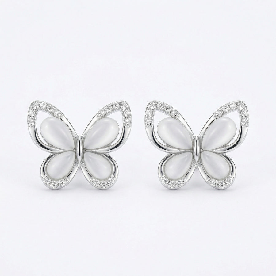 Mother-of-Pearl Butterfly Studs – mother-of-pearl earrings, front view