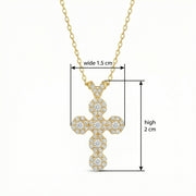 Diamond Cluster Cross Pendant Necklace – sterling silver necklace, side detail