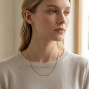 Gold Figaro Chain Necklace with Charm – sterling silver necklace, front view