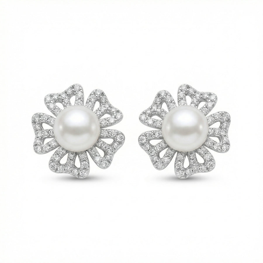 Pearl Floral Openwork Stud Earrings – pearl earrings