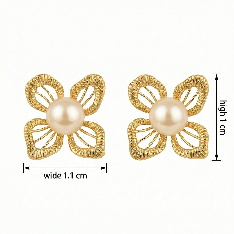Pearl and Textured Floral Studs – pearl earrings
