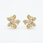 Lily-Inspired Emerald-Cut Stud Earrings – sterling silver earrings, side detail