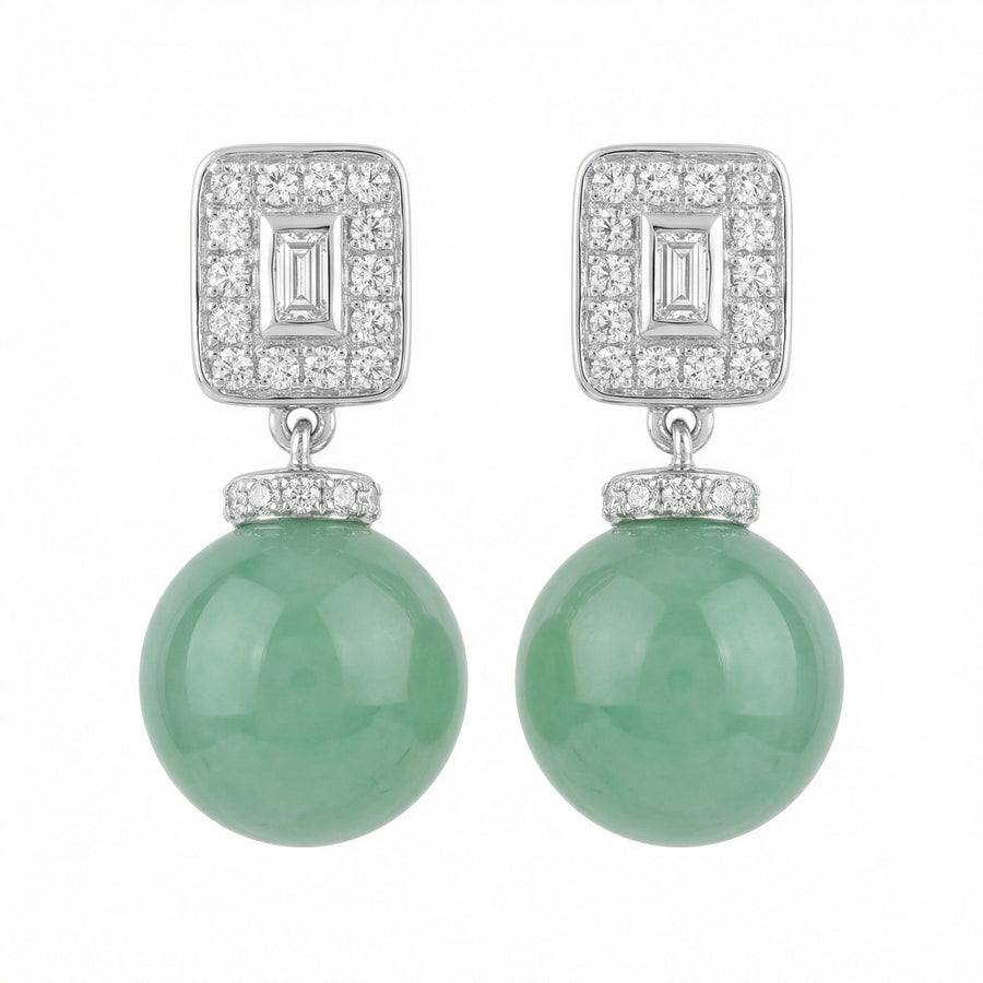Art Deco Jadeite Orb Drop Earrings – jade earrings