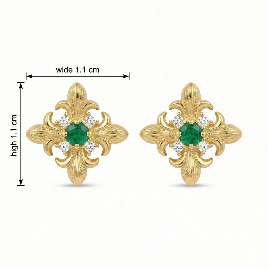 Fleur-de-lis Emerald Stud Earrings – emerald earrings