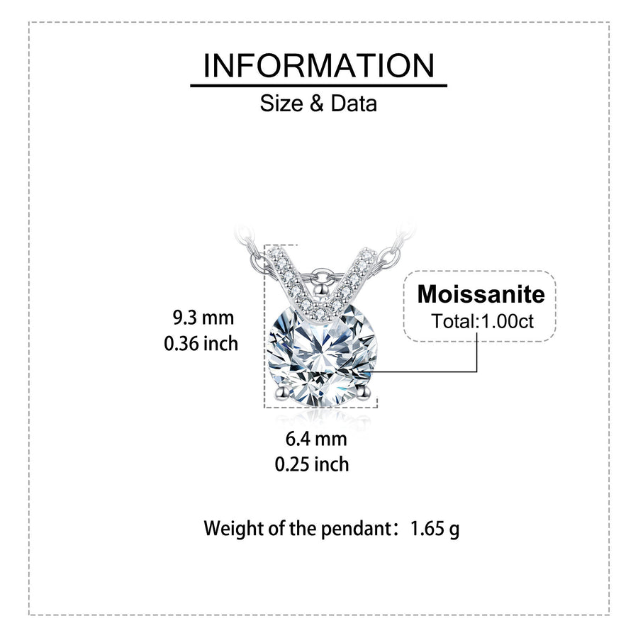 Solitaire Moissanite V-Chain Necklace – moissanite necklace, front view