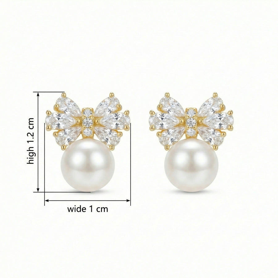 Bow-Shaped Pearl Stud Earrings – pearl earrings