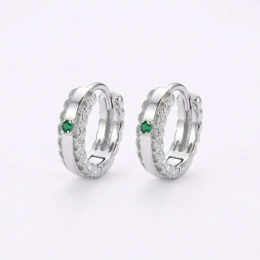 Green Emerald Huggie Hoop Earrings – emerald earrings